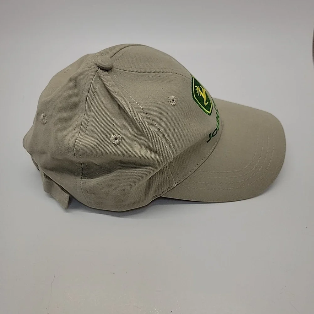 John Deere Classic Logo Hat Cap Adjustable Strap‎ Khaki Embroidered One Size